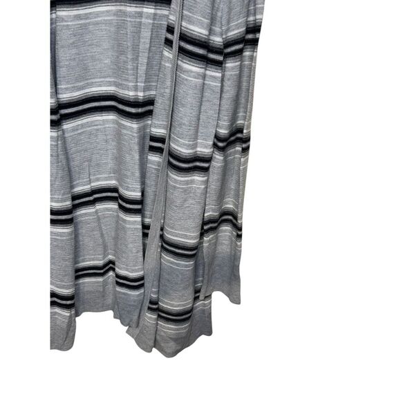 Talbots Women's Sweater Striped Elbow Patches Open Front Duster Cardigan Grey 2X - Picture 2 of 10